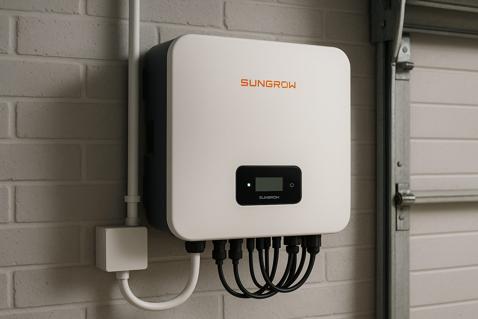 The Solar Panel Installation Timeline: A 6-Step Guide 2 A high-quality Sungrow solar inverter installed on a wall.