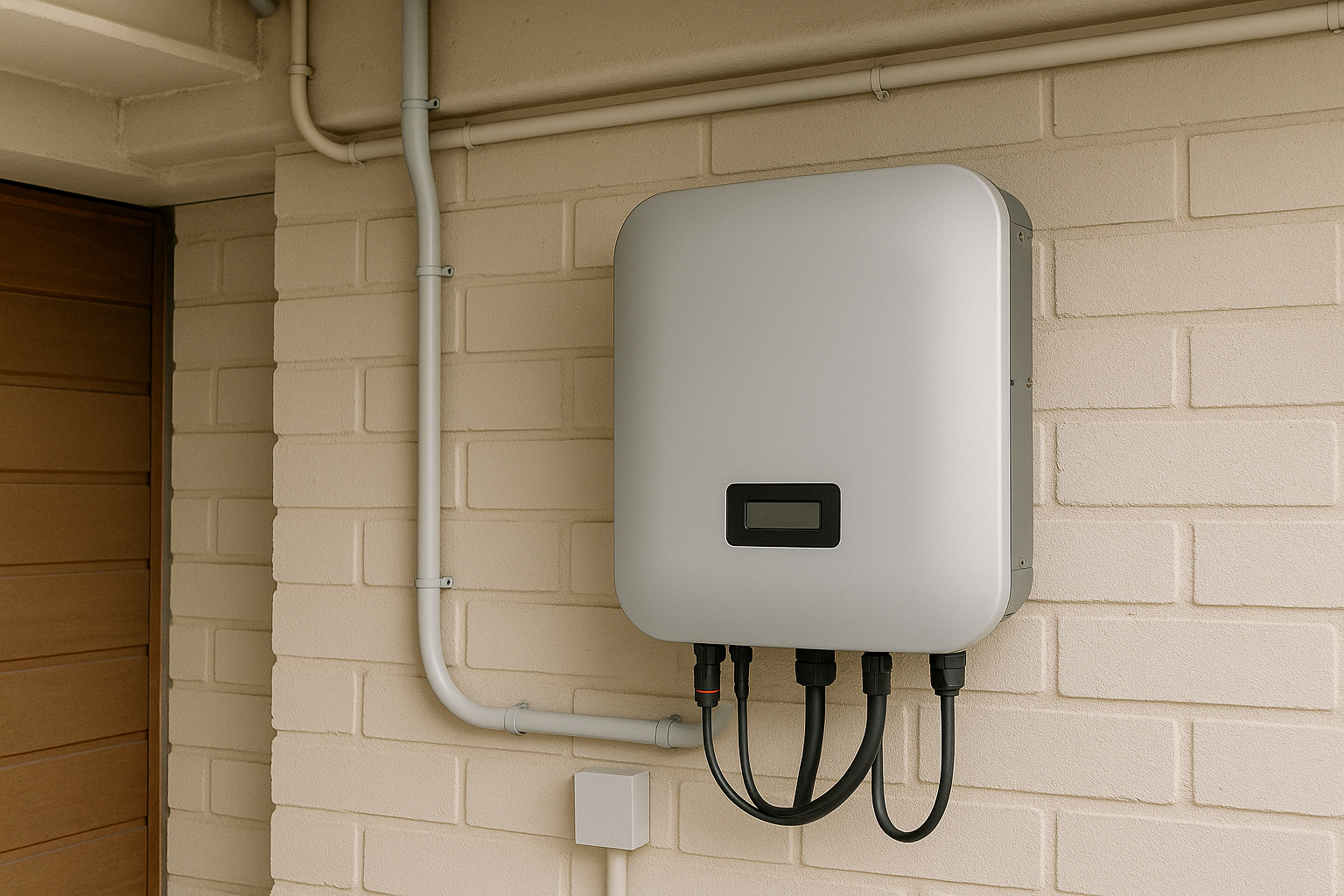 Solar Tweed Heads: Practical Advice on System Size, Inverters, Batteries and Maintenance 2 Residential solar inverter installed on a garage wall