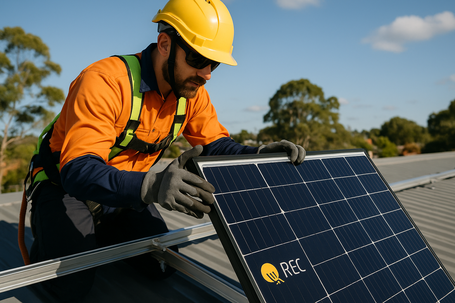 REC TwinPeak 5 Review: Are They the Right Solar Panels for Your Aussie Home? 2 A qualified installer fitting an REC solar panel.