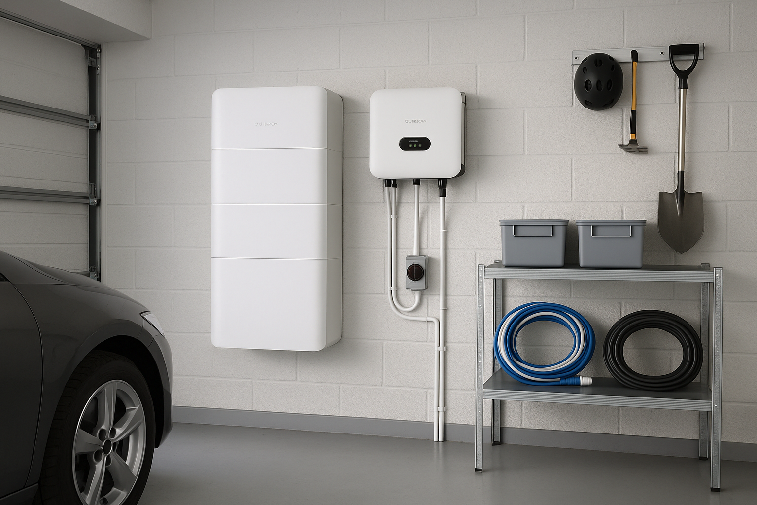 Hybrid Solar Installation Guide for Australian Homes (Panels, Battery & Inverter Explained) 4 A Sungrow hybrid inverter and battery system installed neatly in a garage.