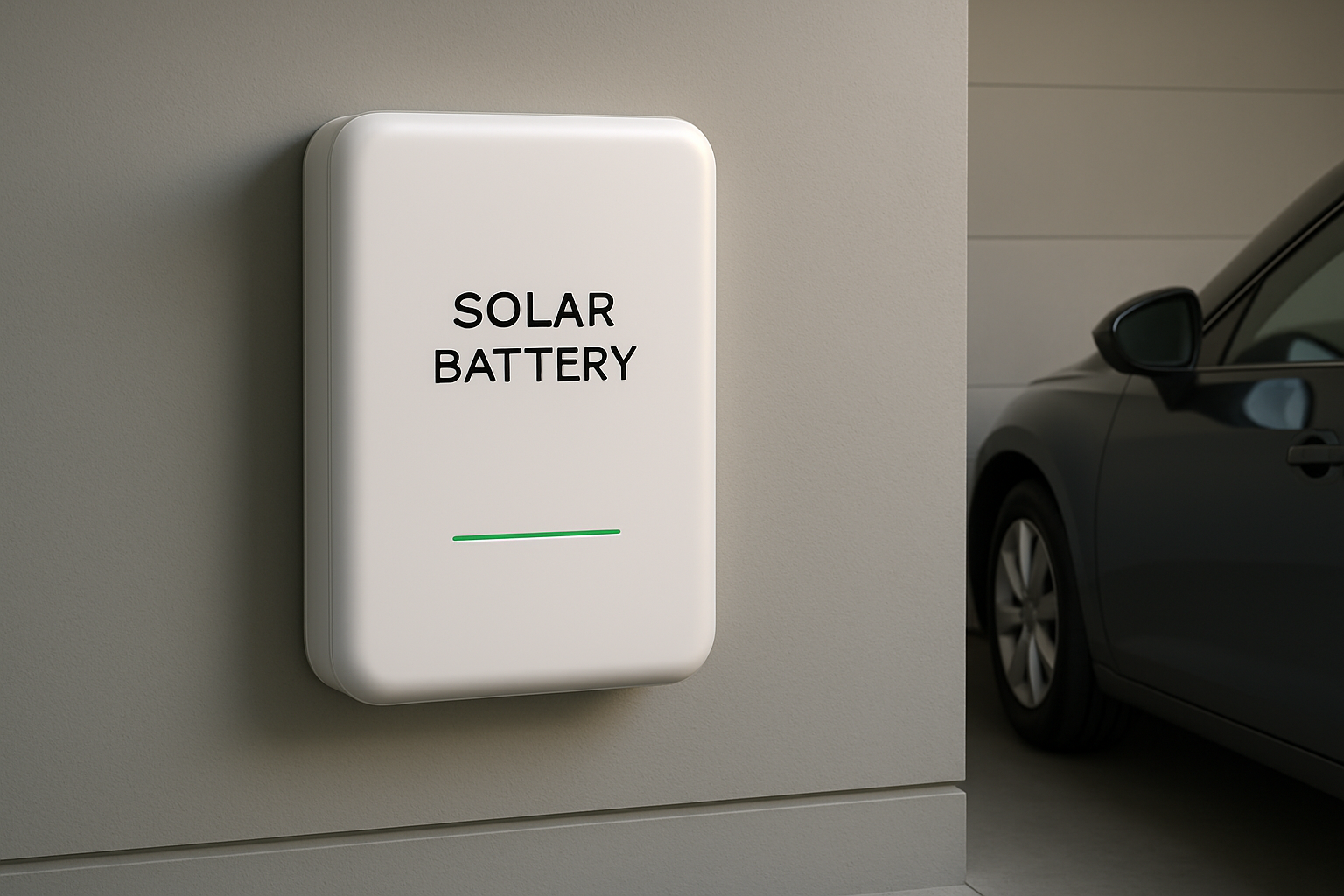 How Much Do Solar Panels Cost? An Australian Homeowner's Budget Guide 3 A compact home solar battery installed in a garage, used for storing solar energy.