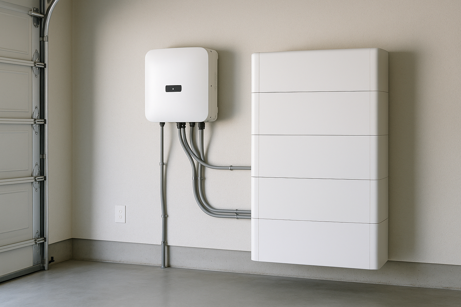 Living Off the Grid in Australia: A Practical Guide to Solar, Batteries and Reliable Power 1 Home battery and inverter installed in a garage utility area