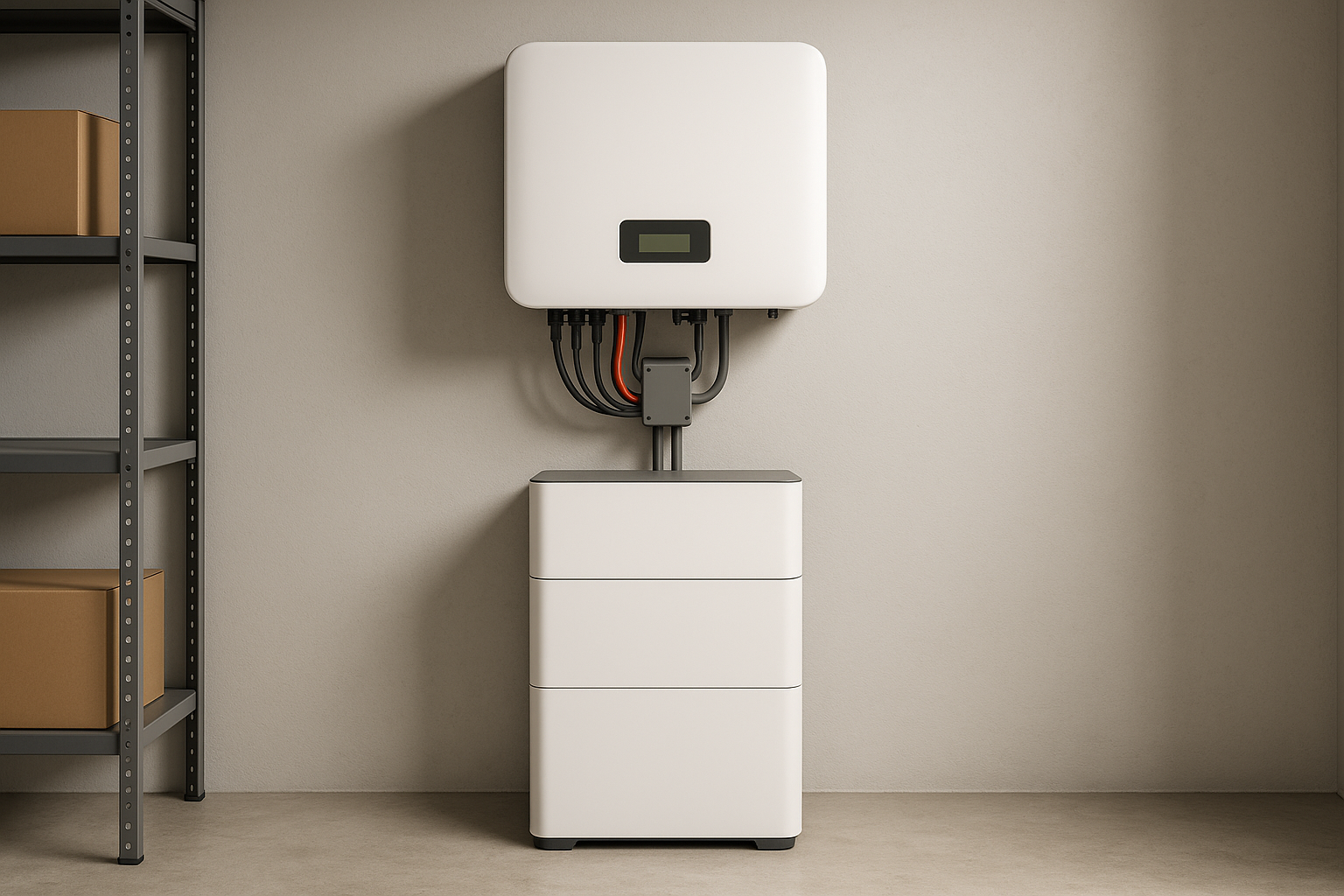REC TwinPeak 5 Black Series: What You Get, What to Check, and How to Choose the Right System 3 Hybrid inverter and home battery installed in a garage