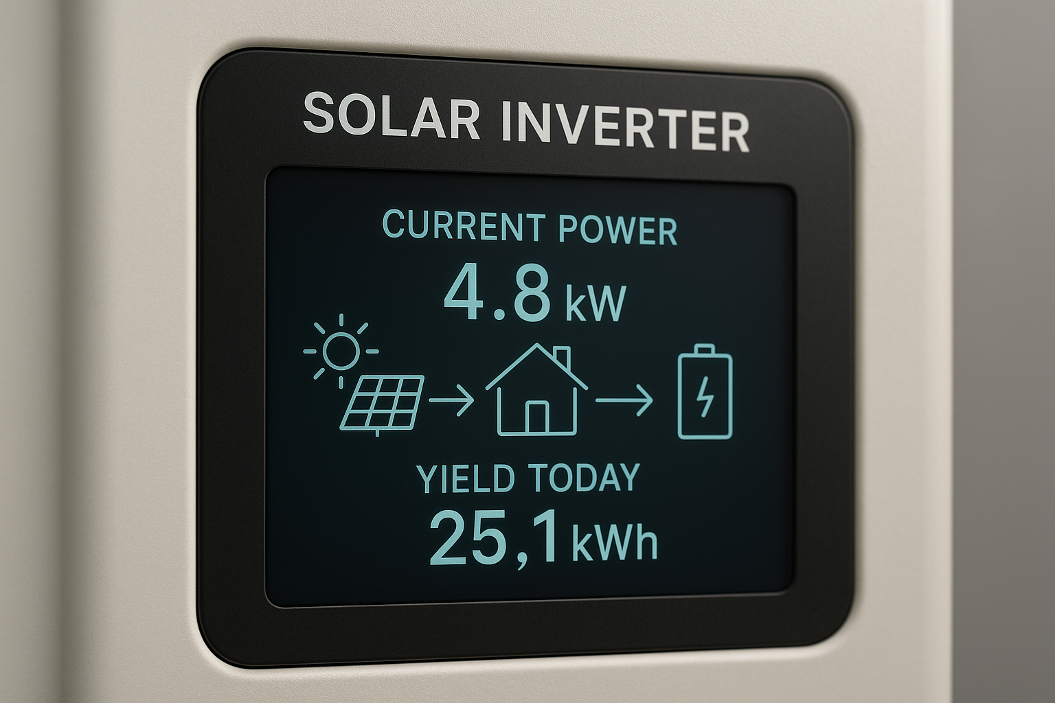 How to Choose the Best Solar Inverter: An Australian Installer’s Guide 4 The digital display of a solar inverter showing real-time energy production.