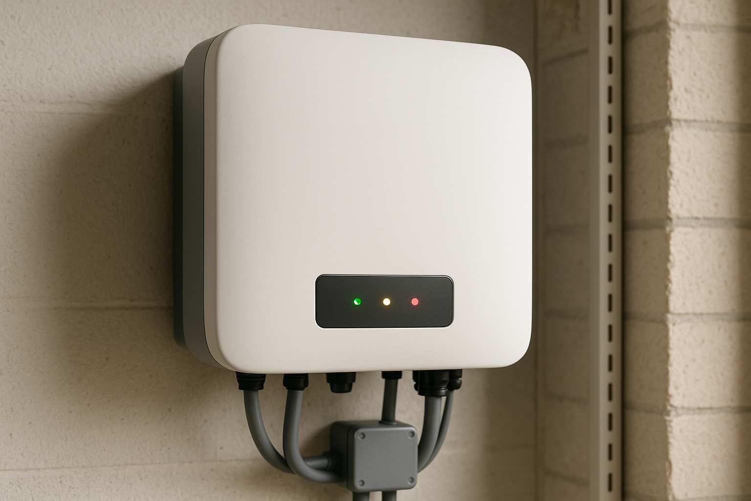 Solar Near Me: How to Choose the Right System (and Installer) for Your Home or Business 1 Wall-mounted solar inverter installed neatly with tidy cabling