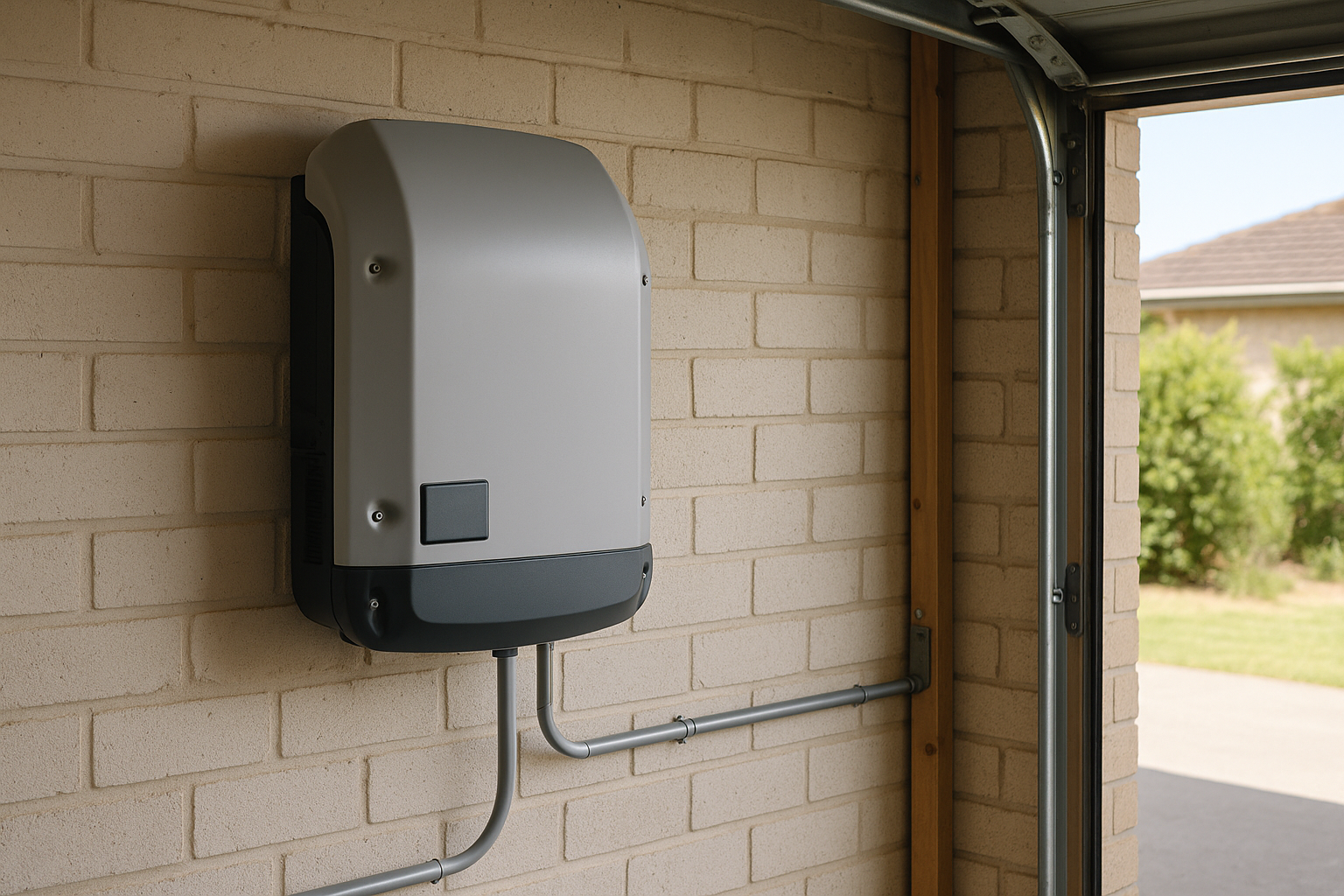 Fronius Hybrid Inverters Explained: How They Work, What They Power, and How to Choose 1 Wall-mounted solar inverter installed in a garage