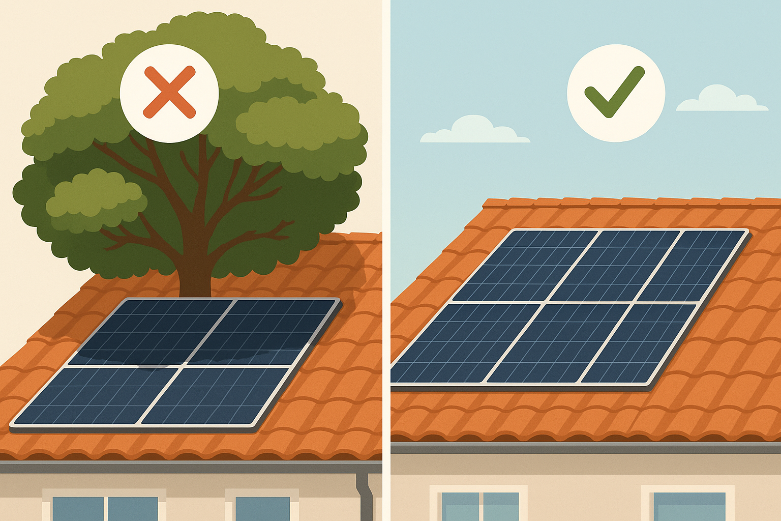 6 Common Solar Panel Mistakes Aussie Homeowners Make (and How to Avoid Them) 2 Illustration showing the impact of shade on solar panel performance.