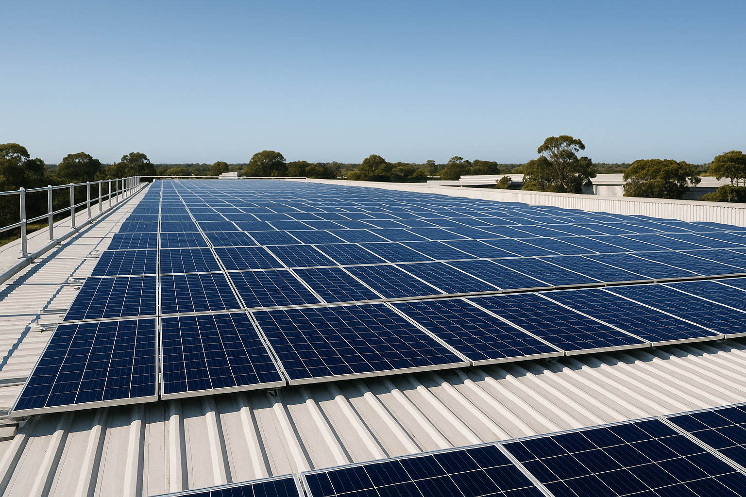 Freedom energy: what it really looks like on your roof, in your switchboard, and on your bill 2 Commercial rooftop solar array on an Australian business building