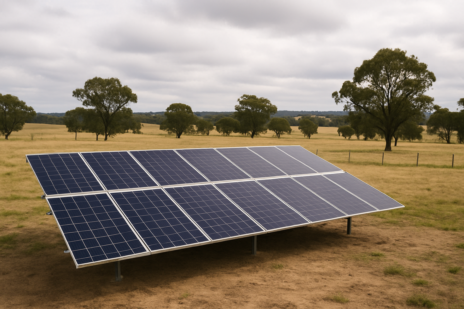 Renewable energy for rural property: Solar, batteries and backup that suit the way you live 3 Ground-mounted solar array on a rural property