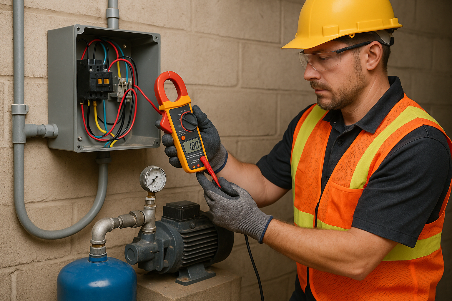 Remote Area Solar Power: What Works, What Fails, & How to Size Your System in Australia 3 Electrician measuring pump start surge for solar inverter sizing