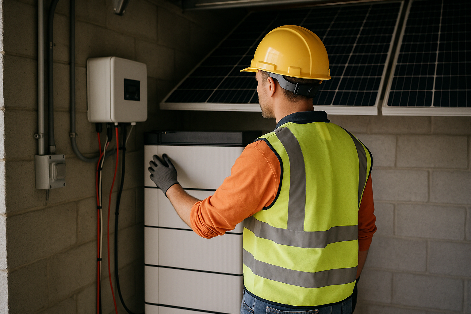 SonnenBatterie Eco: What It Is, How It Works, and Whether It’s Worth It in Australia 4 Solar installer inspecting a home battery installation