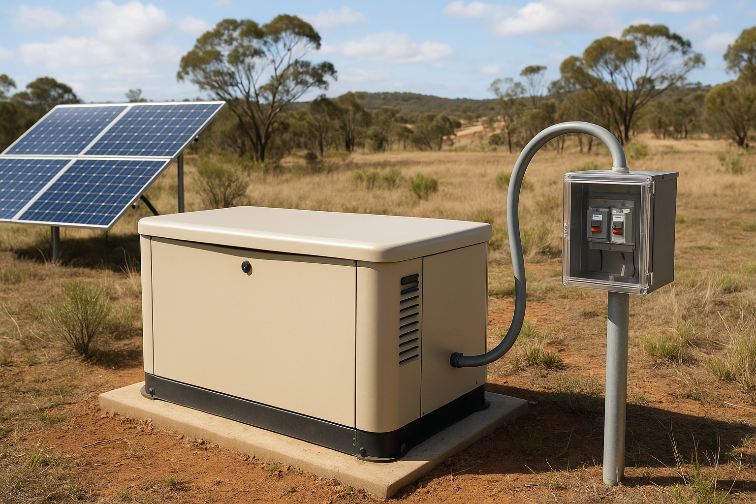 Remote Area Solar Power: What Works, What Fails, & How to Size Your System in Australia 2 Generator integrated with an off-grid solar and battery system