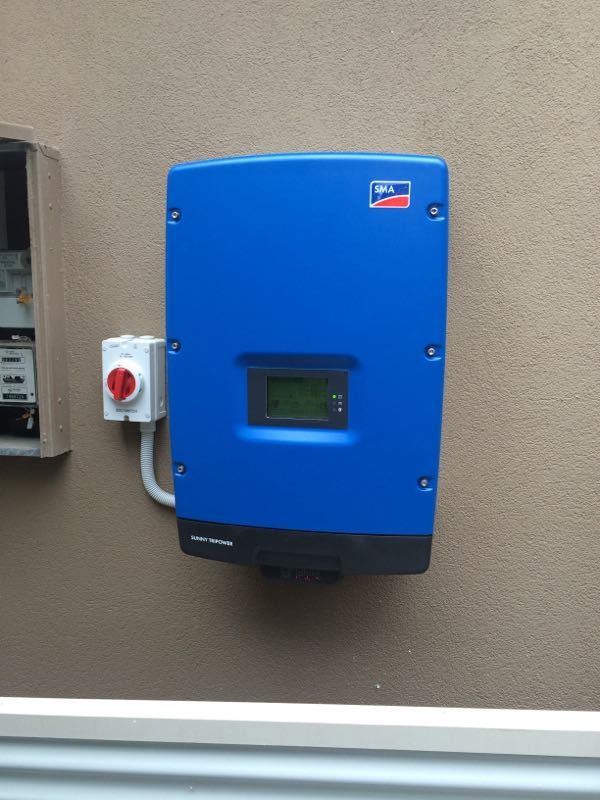 SMA inverter wall mounted at a Kiama Downs installation